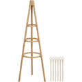 Qwfrm Three-Ring Rattan Obelisk Plant Support Natural 36 Inch - Product view